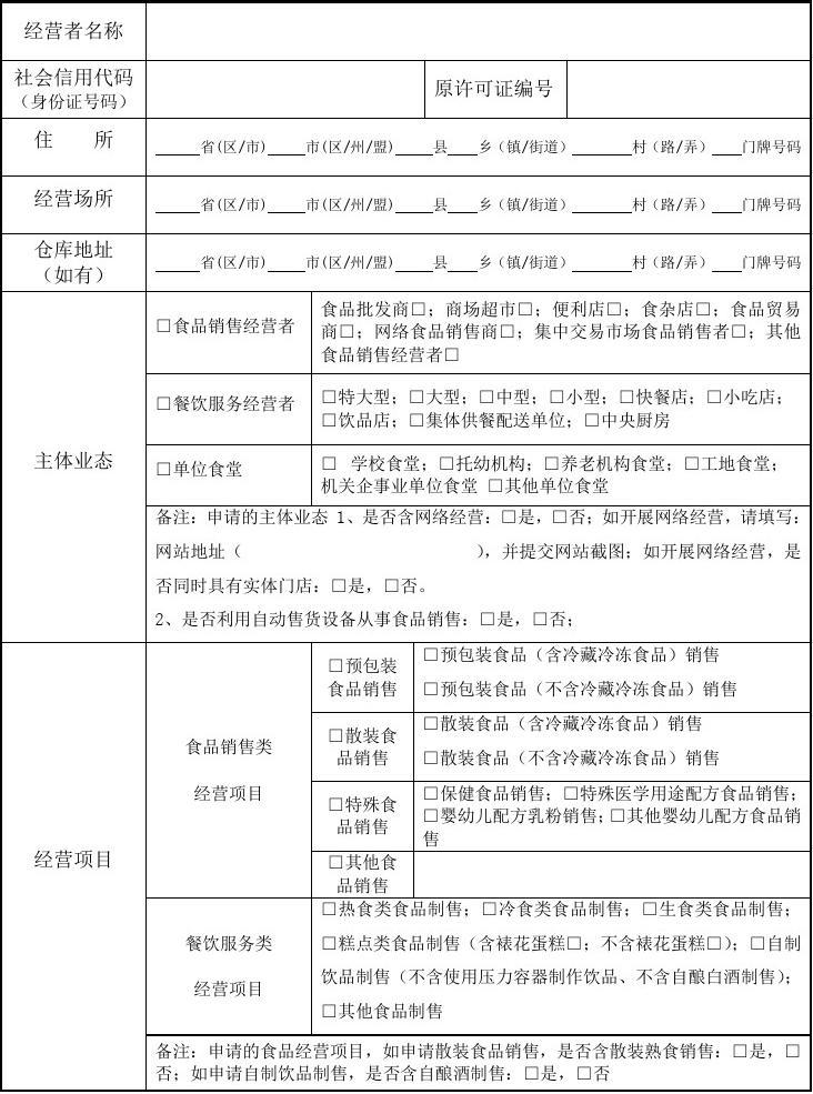 食品經(jīng)營許可證換證申請書撰寫指南與范例